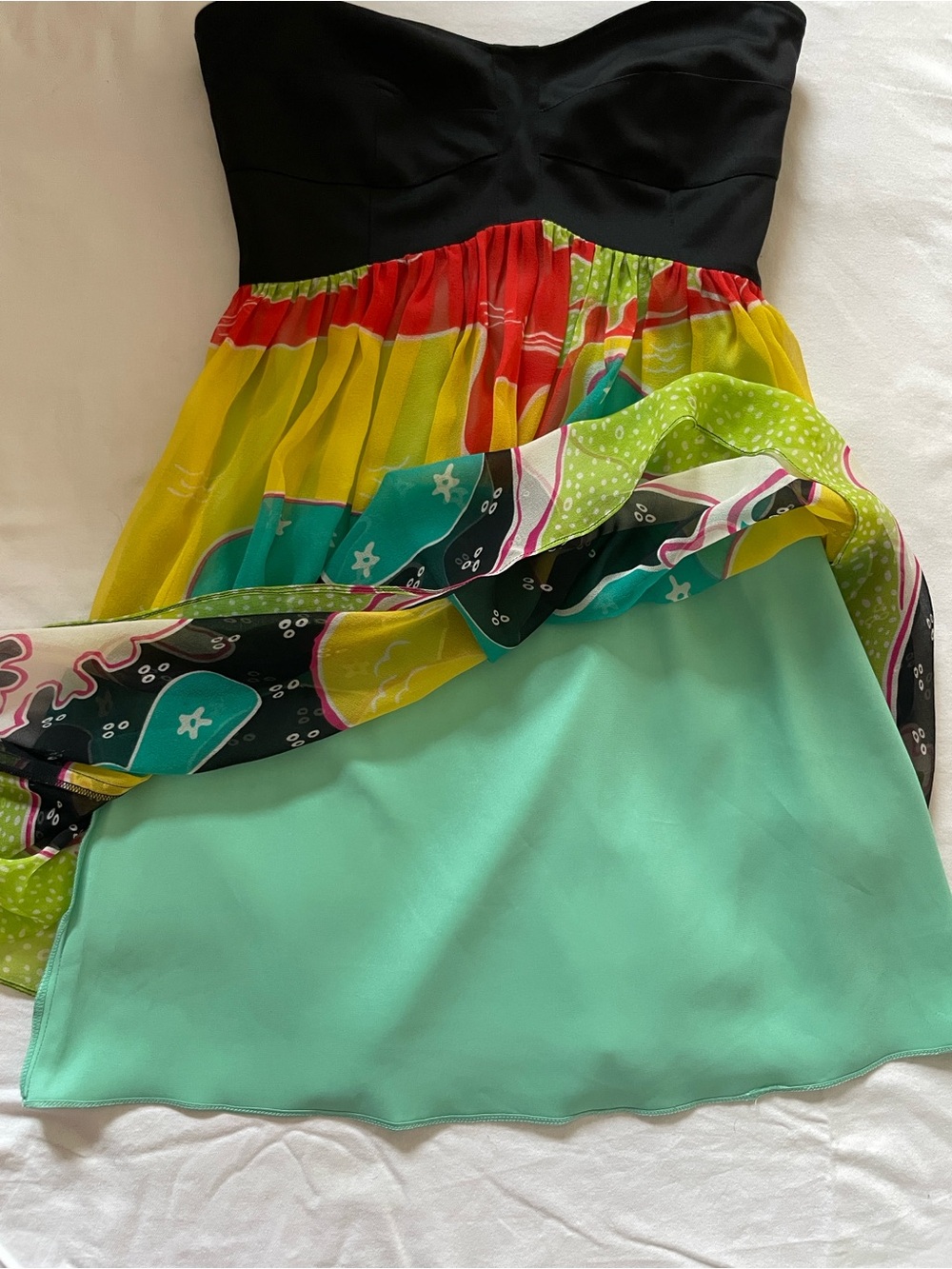 Diane von Furstenberg Silk Strapless Abstract Print Dress Size 2 - Picture 6 of 16